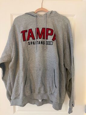Champion Gray Tampa Spartans Hooded Sweatshirt with Red Chest Lettering